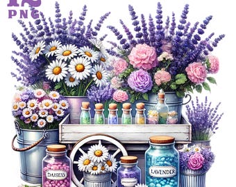 Spring clipart Spring floral clipart Floral lavander  daisy png Hello spring Welcome spring Watercolour spring Flower clipart Flower bouquet