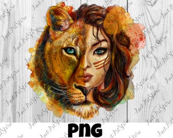 Clipart PNG de femmes lion, pop png, png animal, png abstraction, impression numérique, fichier en téléchargement numérique, conception par sublimation, téléchargement immédiat