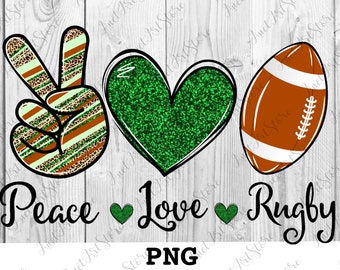 Peace Love Rugby PNG, sport print, digital print, Sublimation design download, Digital design