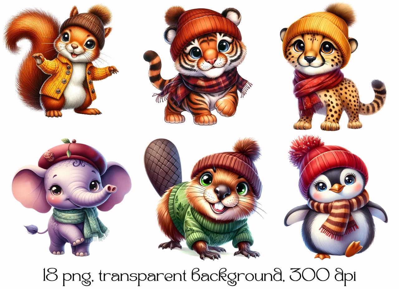 Fall Clipart, Autumn Clipart Cute Animals Clipart Cozy Autumn Clipart ...