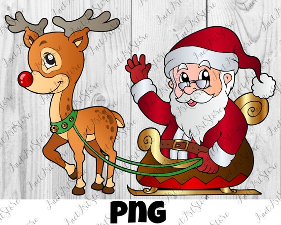 Рождественские Сани Санта-Сани PNG Клипарт, Новогодний Олень.