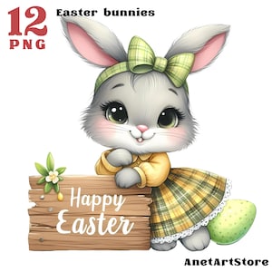 Easter clipart, easter bunny png, easter egg clip art, Easter sublimation, Easter design Cute bunny illustration Easter rabbit clipart