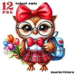 Back to School png Owl clipart owl clipart owl png, owls png,  watercolour owl, Back to school clipart, owl digital download School clipart