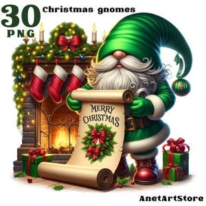 Christmas gnome clipart, Christmas clipart, gnome png, New year gnome, winter clipart, festive clipart, Christmas tree clipart