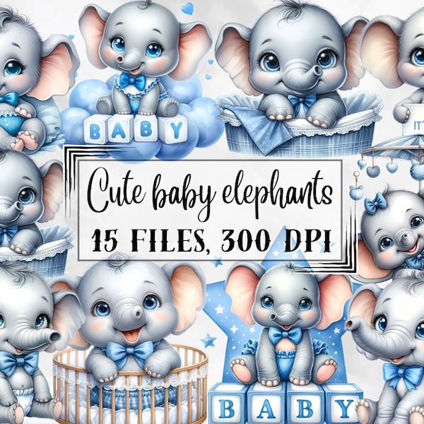 Elephant clipart, baby boy elephants png, elephants sublimation, baby shower clipart, Sublimation design download, Digital design