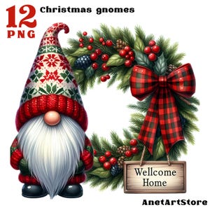 Christmas gnome clipart, Christmas clipart, gnome png, New year gnome, winter clipart, festive clipart, Christmas tree clipart