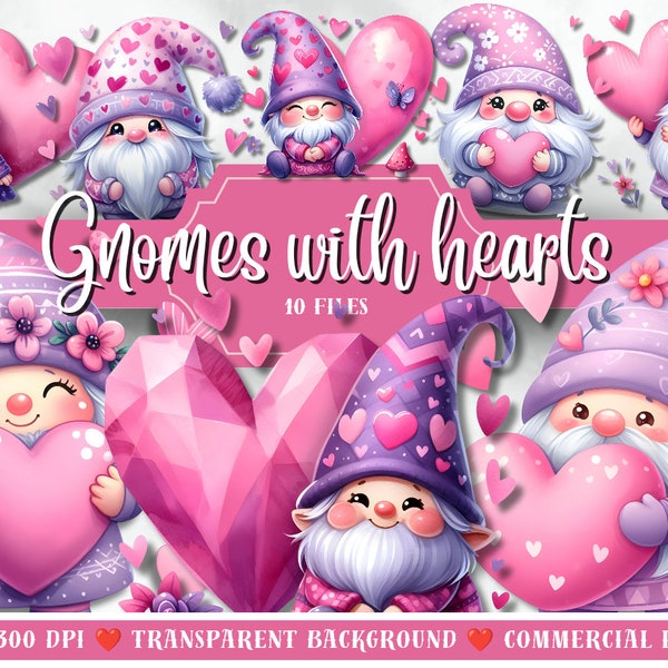 Gnomes clip art, cute gnomes clip art, Valentine's day clip art, b'day Wall Art Decor, Printable Digital Download,Animal Prints