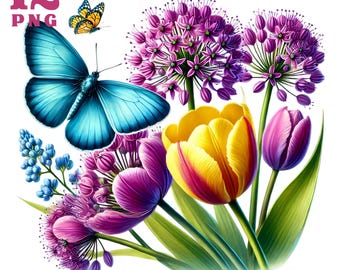Spring clipart Spring floral clipart Floral tulips png Hello spring Welcome spring Watercolour spring Flowers clipart Flower bouquet