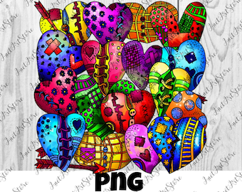 Colorful Hearts Print PNG, Wall Art Decor, Fashion, Girl, Printable Digital Download print, sublimation design