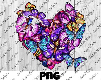 Butterfly Heart Print PNG, Wall Art Decor, Fashion, Girl, Printable Digital Download, Animal Prints, print, clipart