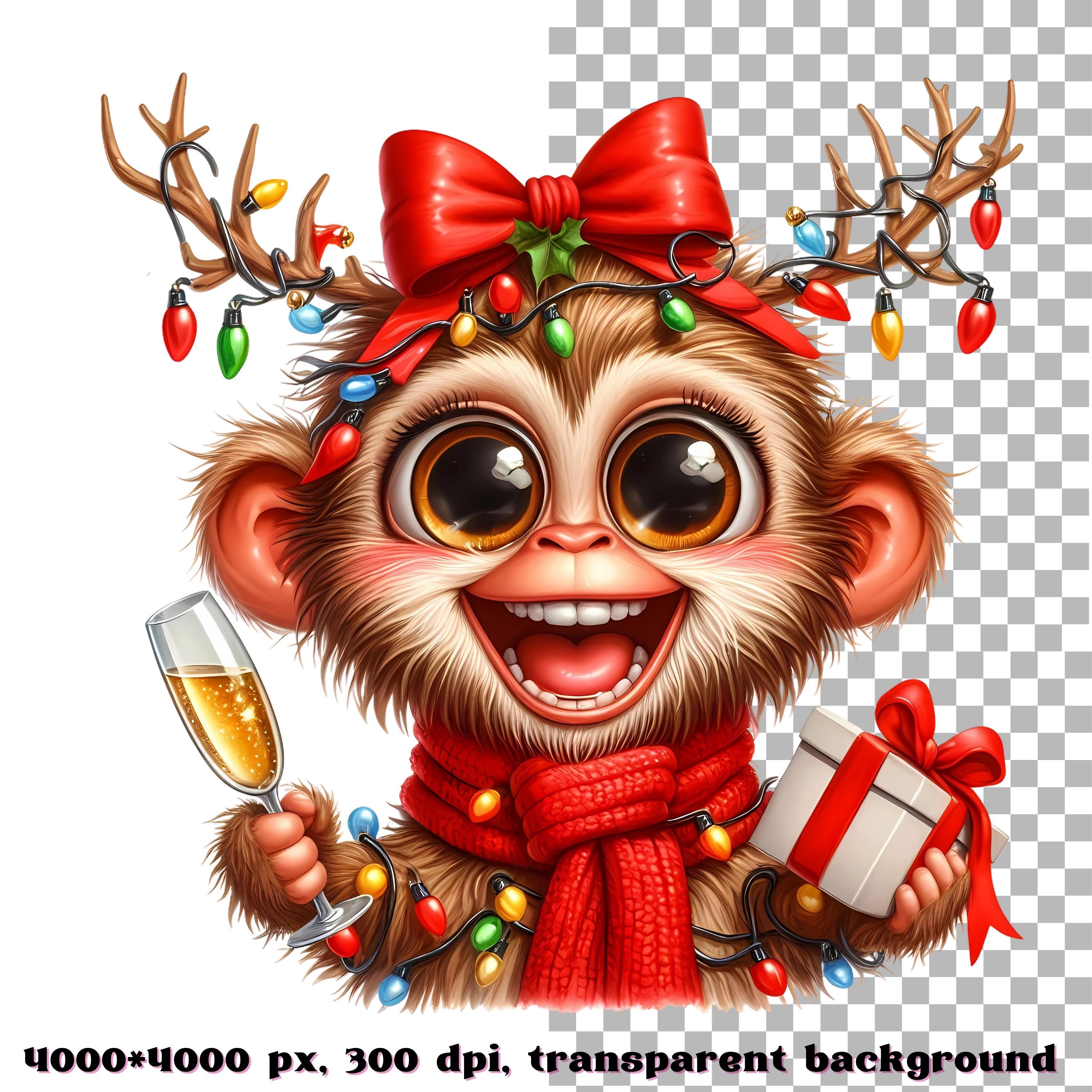 Aap clipart, Hawaii clipart, grappige aap png, kerstaap, kerst clipart,  schattige aap clipart, illustratie vrolijke aap - Etsy België, image size:3000x3000