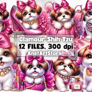 Shih Tzu PNG bundle, cute Shih Tzu clip art, dog png, puppy, puppies, dog lovers, Wall Art Decor, Animal Prints