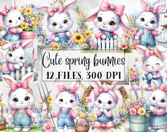 Frühling Clipart, Frühlingshasen Png, Muttertag Kliart, Ostern Sublimation, Ostern Design, Wand Dekor, druckbarer digitaler Download