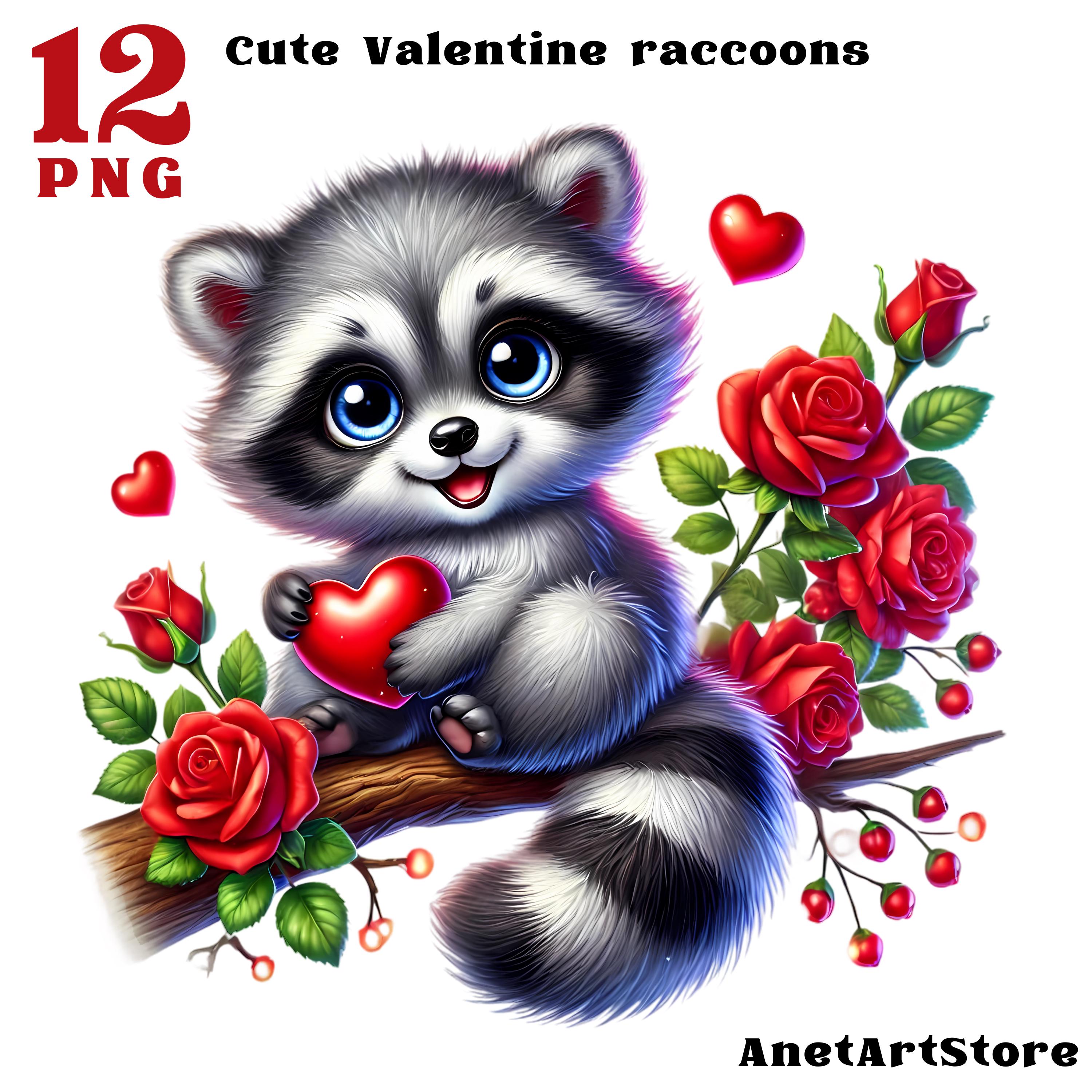 Valentine clipart Valentine's day Valentine cute pig clipart Love clipart little raccoon png Valentine pig illustration Heart clipart Rose