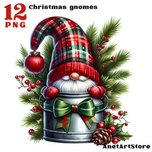 Christmas gnome clipart, Christmas clipart, gnome png, New year gnome, winter clipart, festive clipart, Christmas tree clipart