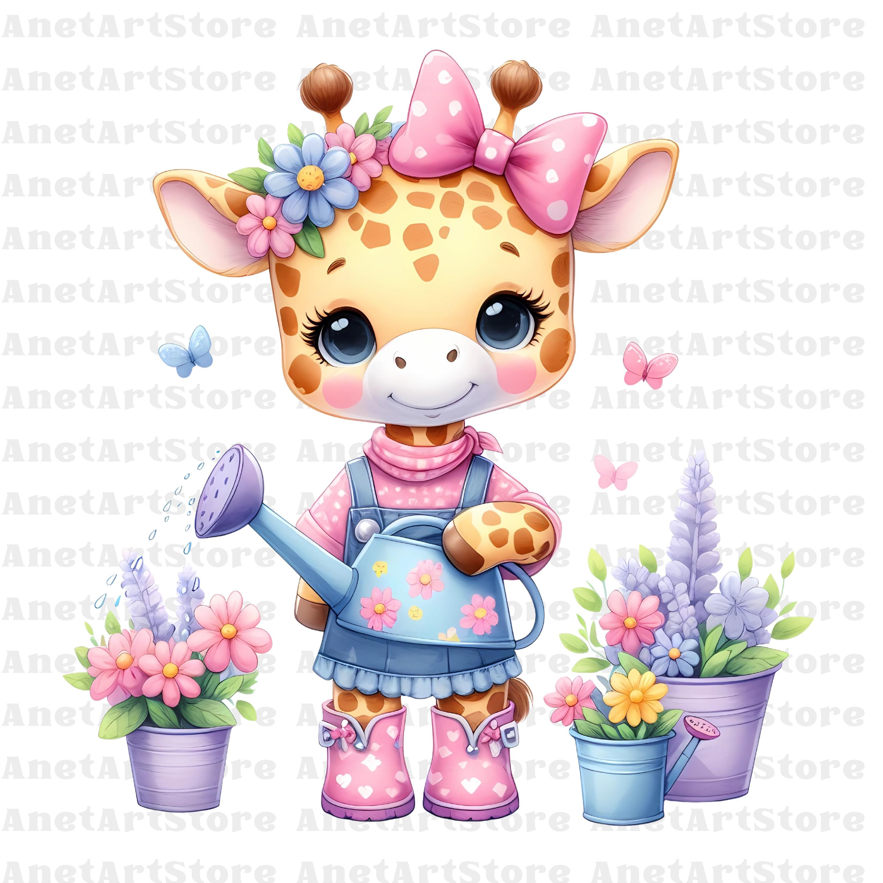 Spring Giraffe Spring Giraffe Clipart, Cute Giraffe PNG, Floral Giraffe, Baby Giraffe ...