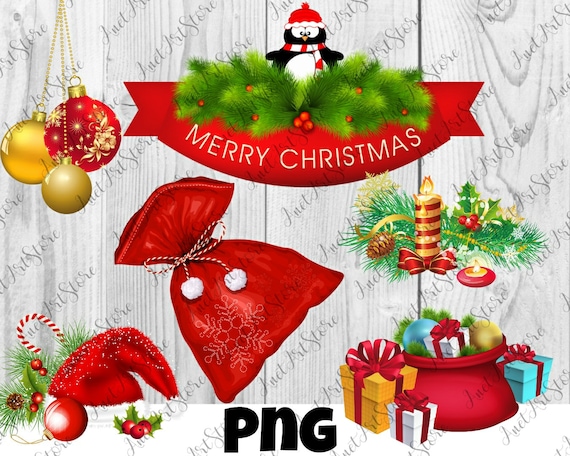 Новогодние Украшения PNG Клипарт, Новогодний Декор Цифровая Печать.