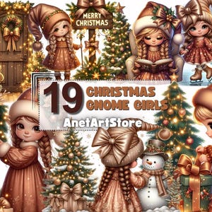 Christmas gnome clipart, Christmas clipart, gnome png, New year gnome, winter clipart winter gnome clipart Christmas tree clipart Gnome girl