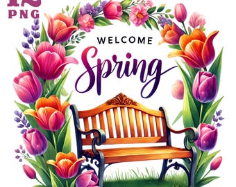 Spring clipart Spring floral clipart Floral tulips png Hello spring Welcome spring Watercolour spring Flowers clipart Flower bouquet