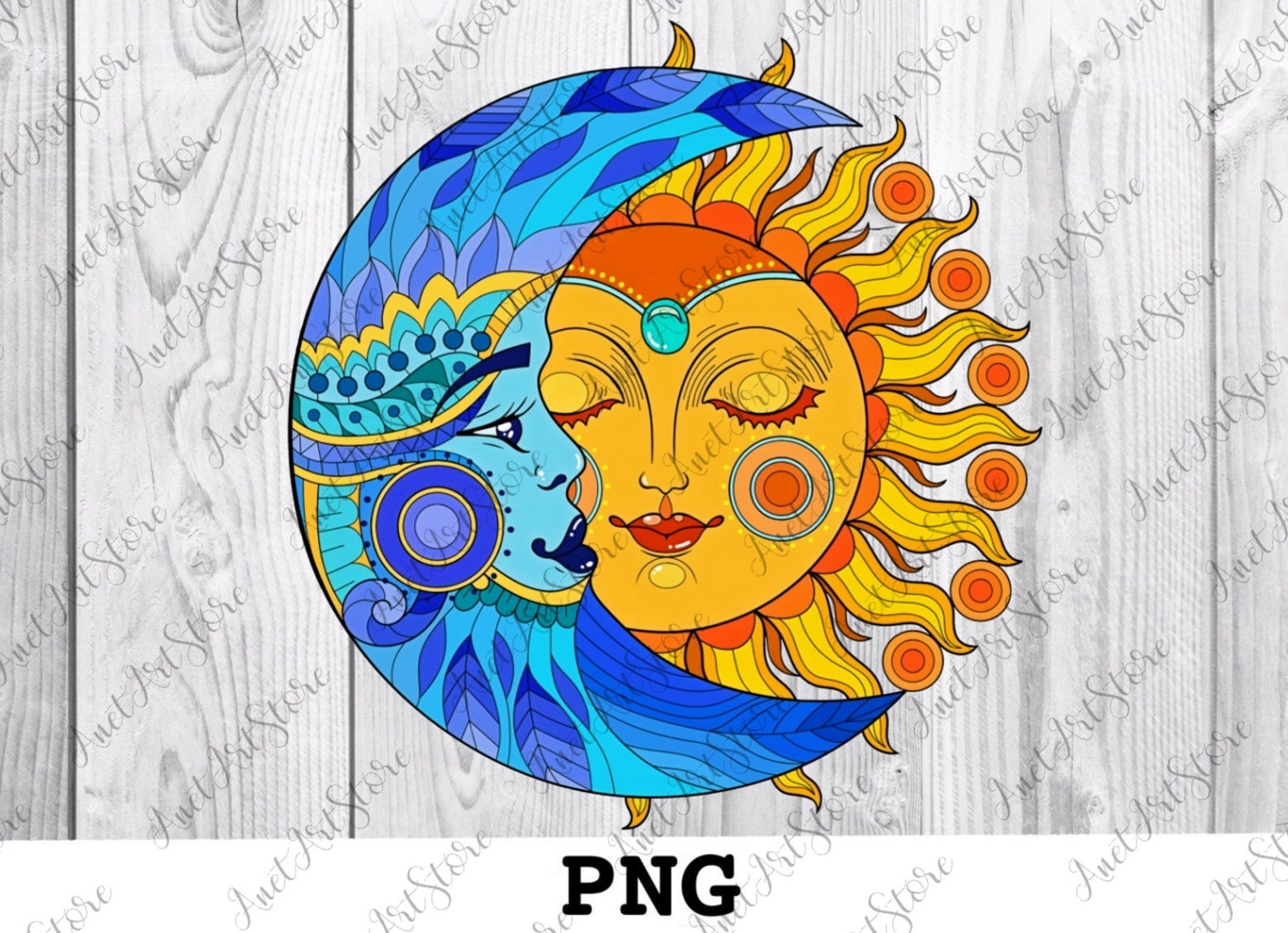 Mandala PNG Moon and Sun Mandala Print Mandala Digital File | Etsy