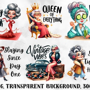 Grandma clipart, grandmother clipart, funny grandma clipart, old ladies, positive clipart, Printable Digital Download,Animal Prints image 3
