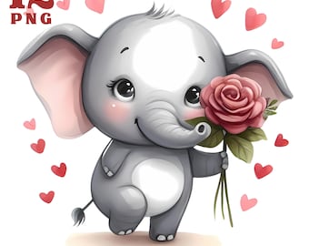 Baby Elephant Clipart Elephant PNG Jungle Animal Clipart Baby Animal Illustrations Nursery Elephant Art Kids Room Decor Baby Shower Graphics