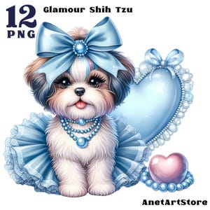 Shih Tzu PNG bundle, cute Shih Tzu clip art, dog png, puppy, puppies, dog lovers, Wall Art Decor, Animal Prints