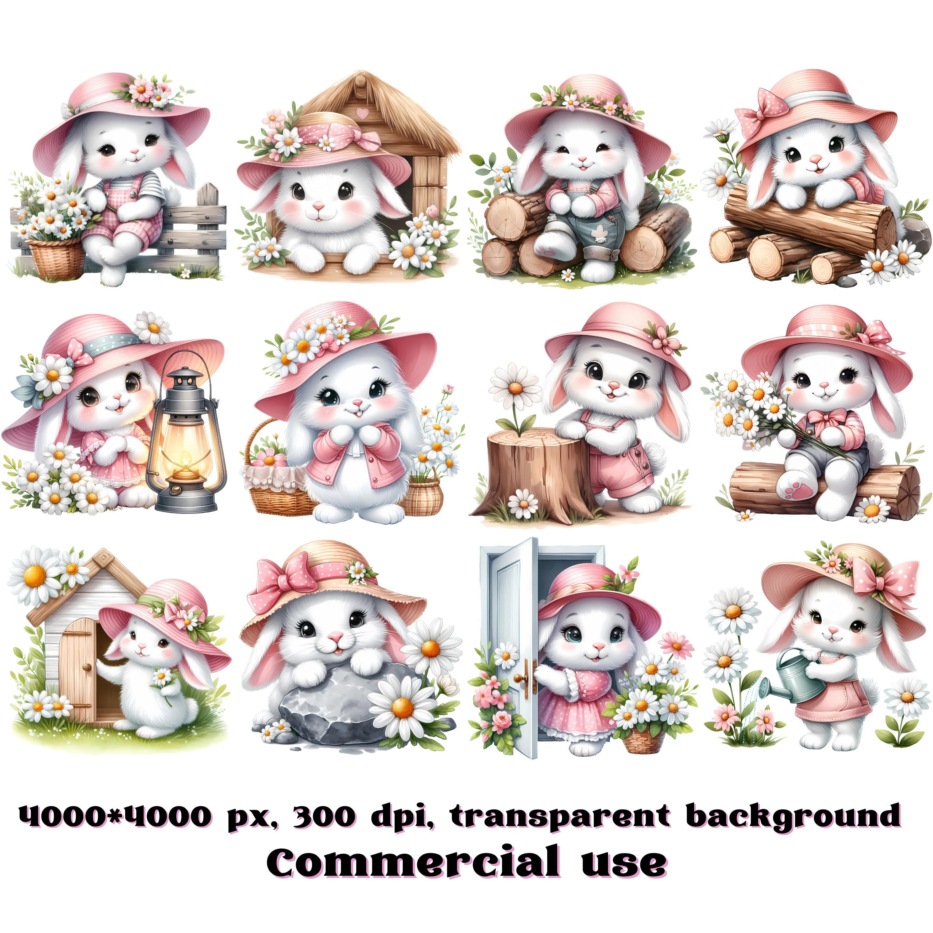 Spring Bunny Icon Bunny Clipart Spring Bunny Png Mothers Day Clipart Daisy Bunny Nursery ...