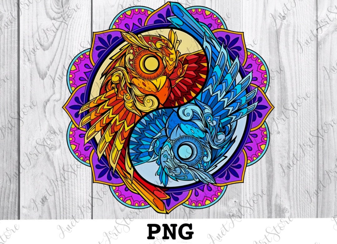 Yin Yang Mandala PNG, Mandala Print, Mandala Digital File, Colorful Png ...