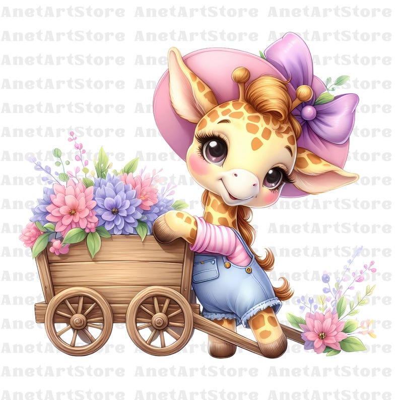 Spring Giraffe Spring Giraffe Clipart, Cute Giraffe PNG, Floral Giraffe, Baby Giraffe ...