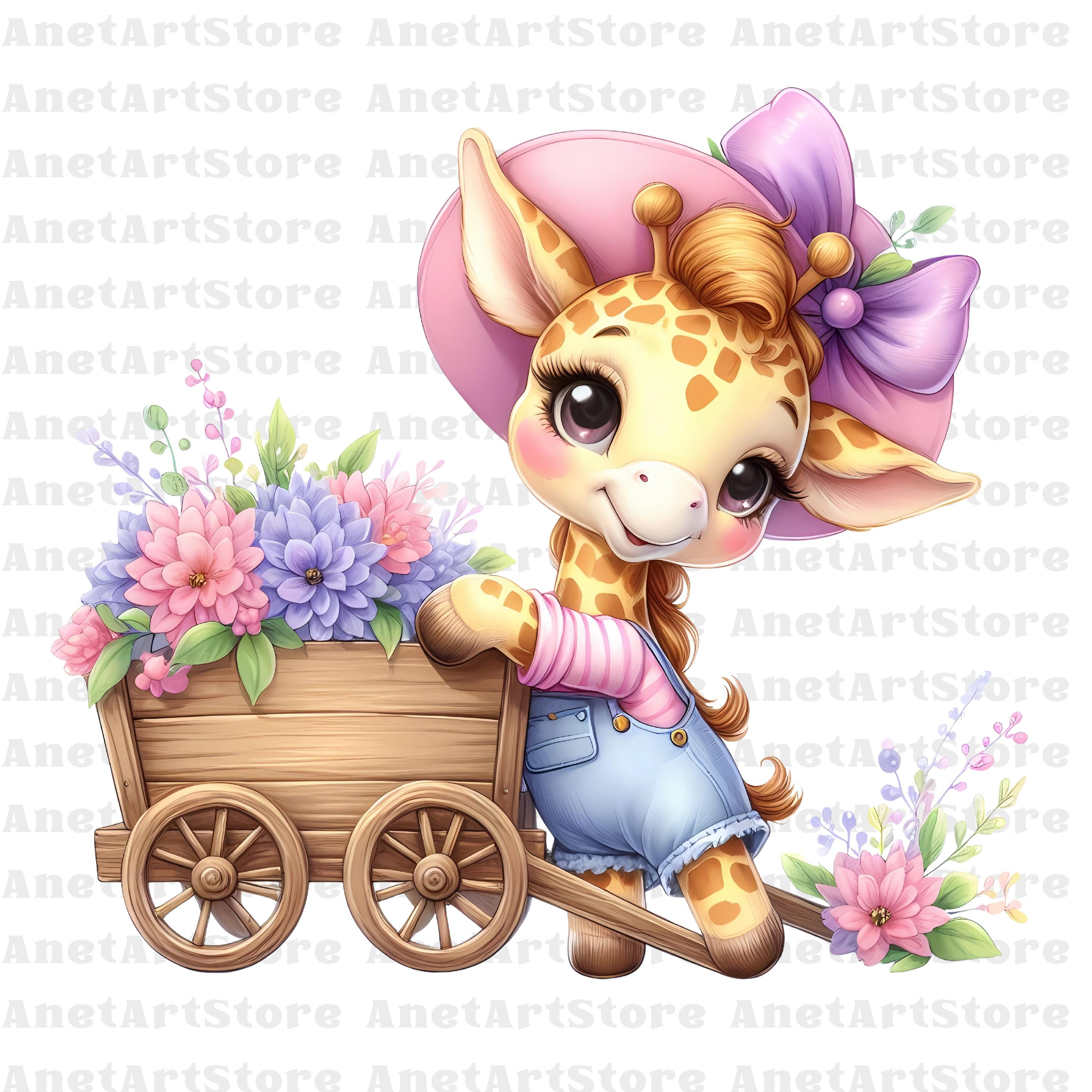 Spring Giraffe Clipart, Cute Giraffe PNG, Floral Giraffe, Baby Giraffe ...