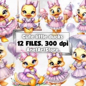 Eenden illustraties, schattige eenden clipart, b&#39;day Wall Art Decor, afdrukbare digitale download, dierenprints