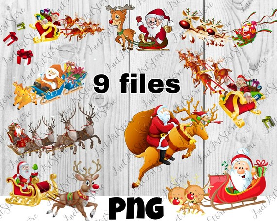 Рождественские Сани Санта-Сани PNG Клипарт, Новогодний Олень.