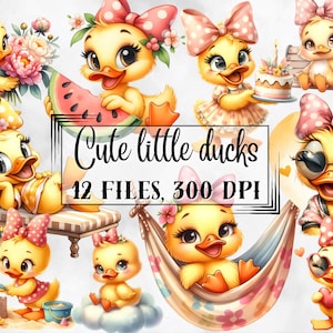 Eenden illustraties, schattige eenden clipart, b&#39;day Wall Art Decor, afdrukbare digitale download, dierenprints