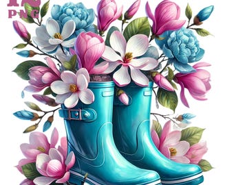 Spring clipart Spring floral clipart Floral rubber boots png Hello spring Welcome spring Watercolour spring Flowers clipart Flower bouquet