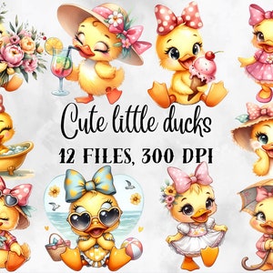 Eenden illustraties, schattige eenden clipart, b&#39;day Wall Art Decor, afdrukbare digitale download, dierenprints