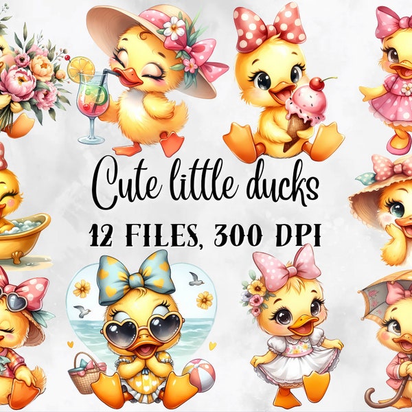 Ducks clip art, cute ducks clipart, b'day Wall Art Decor, Printable Digital Download,Animal Prints