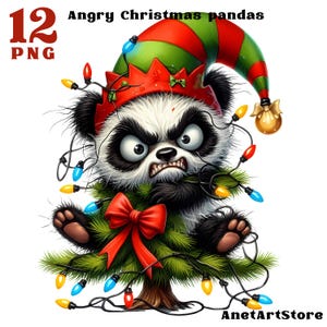 Panda clipart, pandas clipart Panda engraçado png Natal panda Natal clipart Panda fofo clipart panda bravo Natal mal-humorado