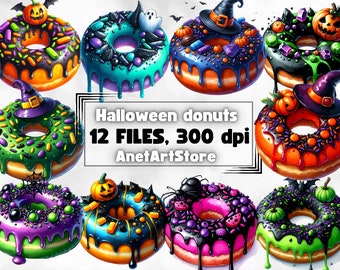 Donut clipart, Halloween donut png, spooky clipart, donuts clipart, Wall Art Decor, Printable Digital Download, bakery clipart