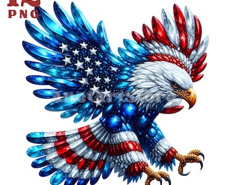 USA Patriotic Eagle PNG clipart, American Eagle png 4th of July digital print Sublimation design download Digital design Rhinestone clipart