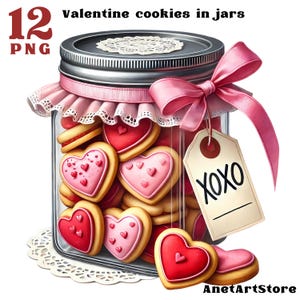Valentine clipart Valentine cookie clipart Valentine's day Valentine sweet love Valentine treats Heart cookies Jar clipart Heart clipart