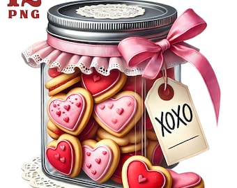 Valentine clipart Valentine cookie clipart Valentine's day Valentine sweet love Valentine treats Heart cookies Jar clipart Heart clipart