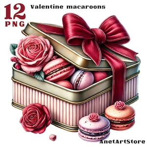 Valentine clipart Valentine macaroon clipart Valentine&#39;s day Valentine sweet love Valentine treats Heart candy box clipart Heart clipart