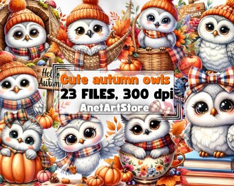 Owl clipart, owls clipart, owl png, watercolour owl, autumn clipart, fall clipart, autumn owl clipart, watercolour clipart, animals design