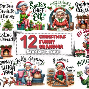 Grandma clipart, grandmother clipart, funny grandma clipart, old ladies, positive clipart, Christmas grandma clipart, Christmas granny