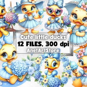Eenden illustraties, schattige eenden clipart, b&#39;day Wall Art Decor, afdrukbare digitale download, dierenprints