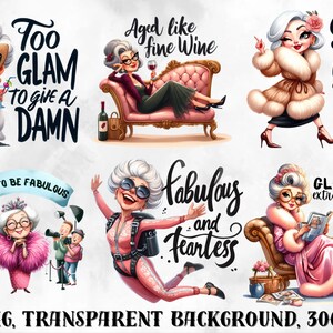 Grandma clipart, grandmother clipart, funny grandma clipart, old ladies, positive clipart, Printable Digital Download,Animal Prints image 2