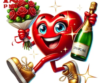 Heart clipart Funny valentine clipart Valentine&#39;s day illustration Smile heart emotions Love themed clipart Playful Valentine png Quirky
