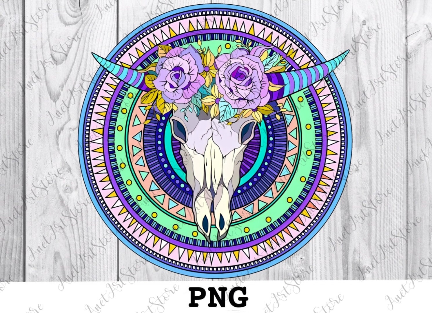 Mandala PNG, koe mandala print, mandala digitaal bestand, kleurrijke png, afdrukbare digitale download, dierenprints, clipart