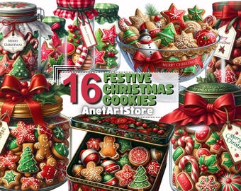 Clipart de biscuits de Noël, biscuits de Noël png, pot de Noël en pain d'épice de Noël avec des biscuits clipart de bonbons de Noël cuisson de Noël